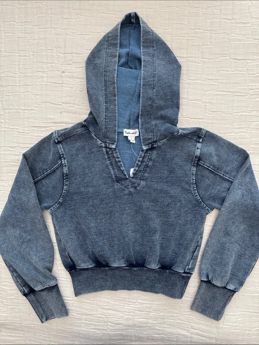Splendid NWT Girls 2 Pc Washed Hoodie Sweatshirt/Cargo Pant- Denim, Size 7